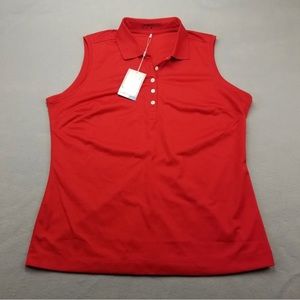 Nike Golf Polo Shirt Womens Extra Large Red Sleeveless Golfer Button Dri-Fit